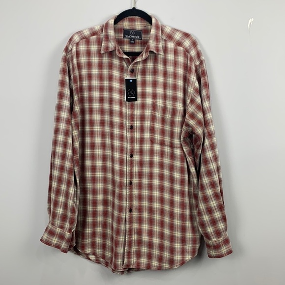 Burnside Mens Plaid Long Sleeve Button Down Shirt - Picture 1 of 9